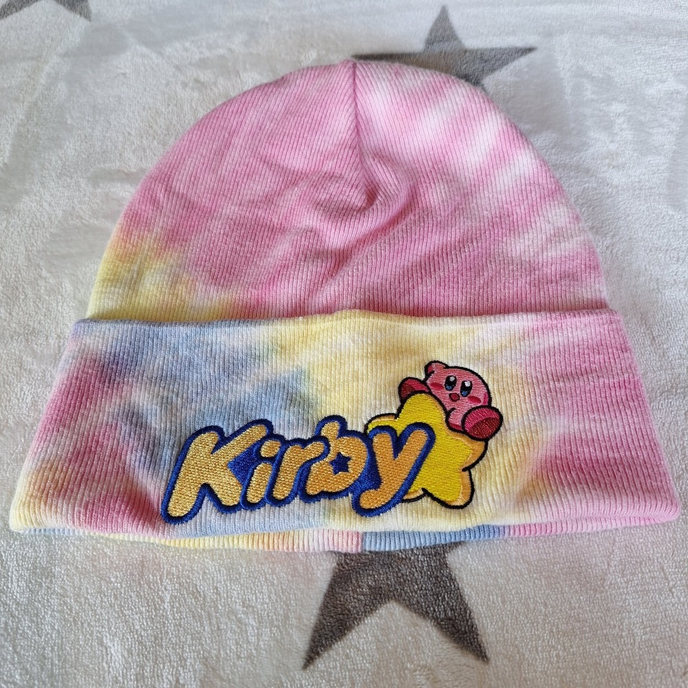 Kirby Tie Dye Beanie Winter Hat Cap Video Games Pink Star